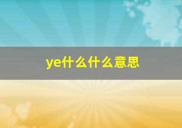 ye什么什么意思